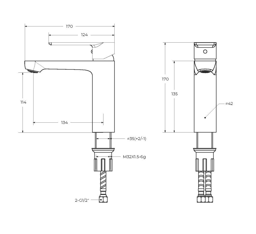 Смеситель для раковины с донным клапаном CEZARES STYLUS-LS-BORO
