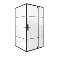 Душевое ограждение Niagara Nova NG-0290-08ВLACK (90х90х195) квадрат,черный,дверь распашная,стекло с рисунком,1 место