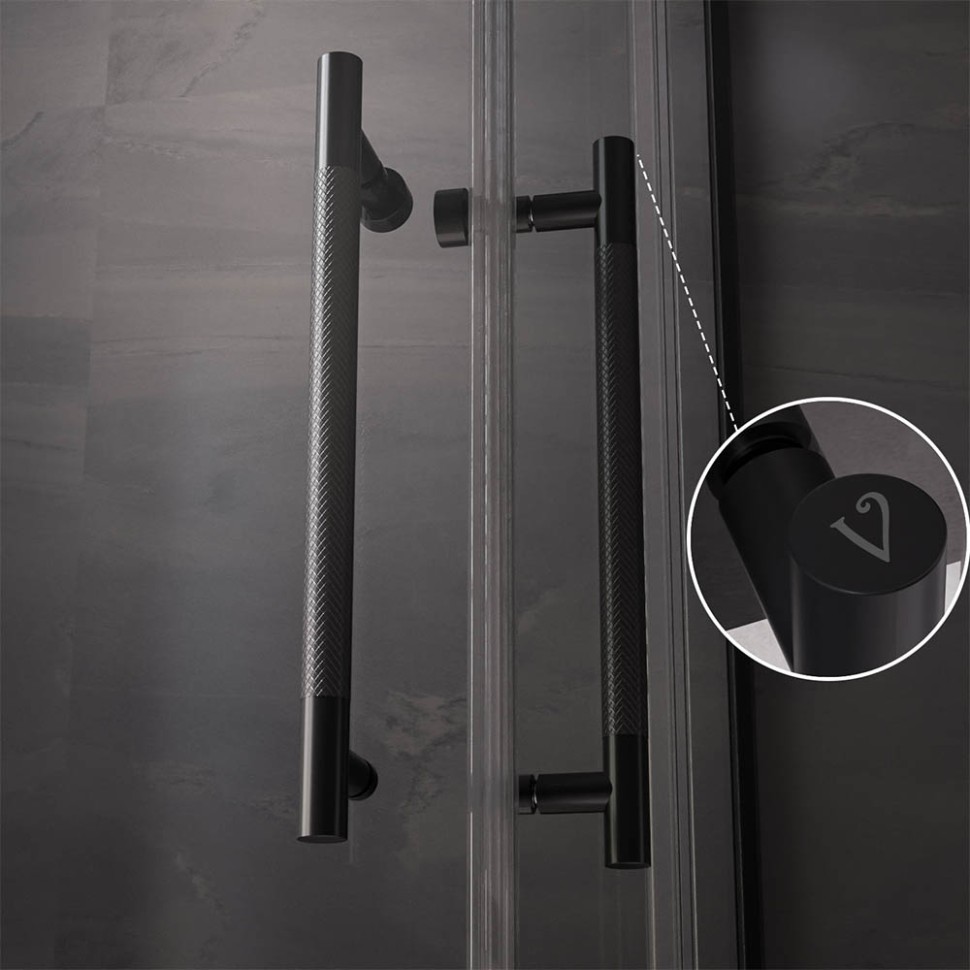 Душевой угол Veconi Premium Trento PTC-20B, 1100Х800x2000, черный матовый, стекло прозрачное