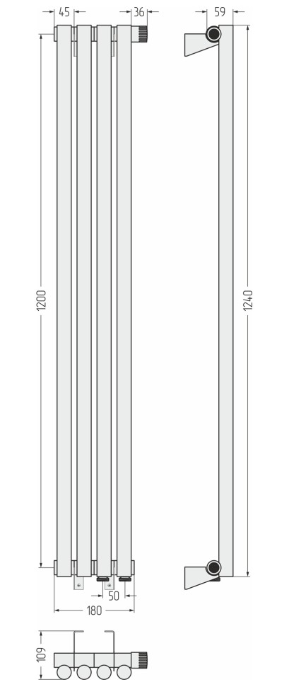 Эстет-1 EU50 правый 1200х180 4 секции