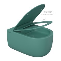 Унитаз BERGES подвесной EGO XL матовый темно-зеленый Rimless 54 см, сиденье дюропласт EGO XL Slim SO матовый темно-зеленый, микролифт, быстросъём
