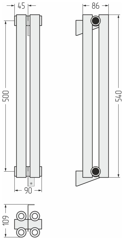 Эстет-00 500х90 2 секции