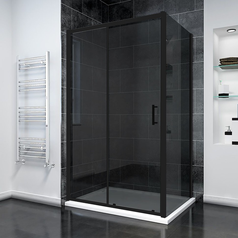 Боковая панель Veconi KP-14BT, 900x1950, черный матовый, стекло тонированное