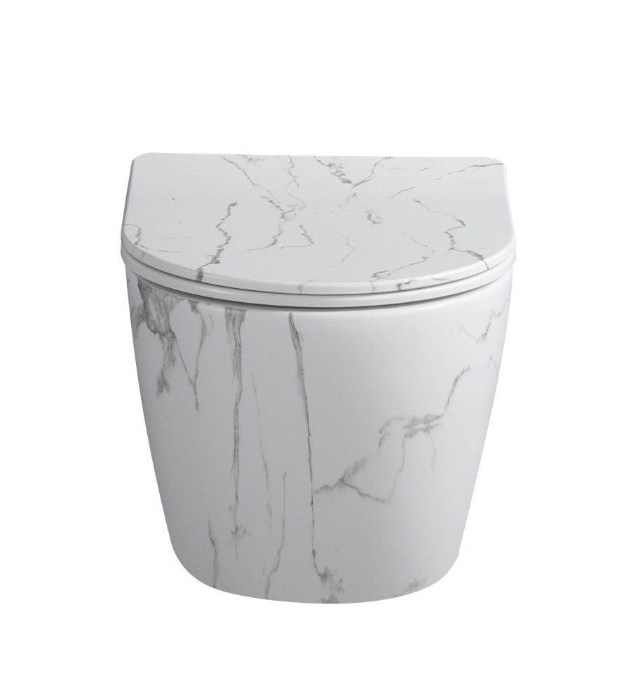 Унитаз подвесной MILLEAU Vortex MYL038MAWM с микролифтом (матовый белый мрамор) / Tornado