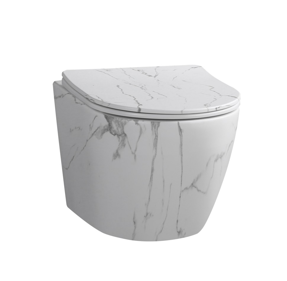 Унитаз подвесной MILLEAU Vortex MYL038MAWM с микролифтом (матовый белый мрамор) / Tornado