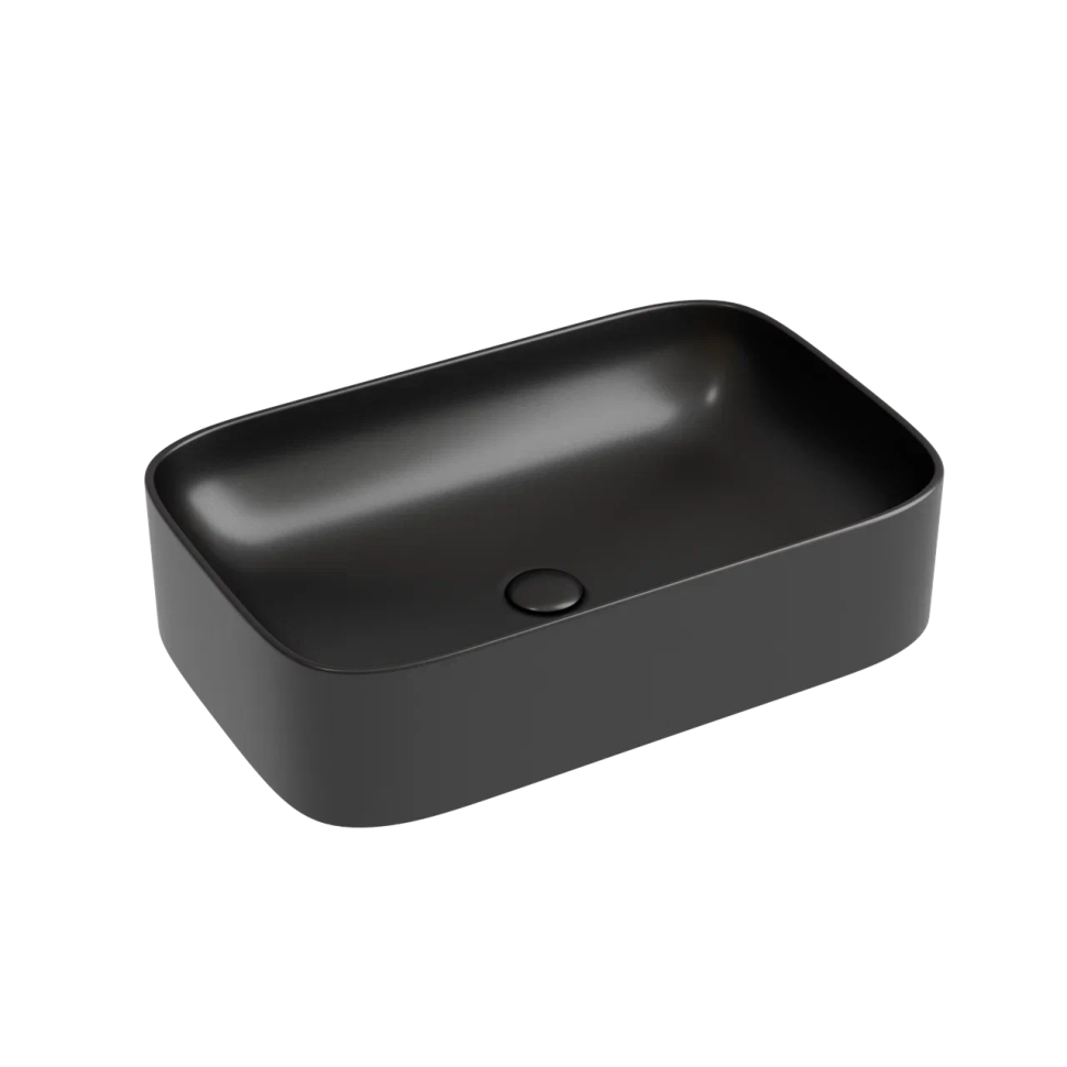 Умывальник чаша накладная прямоугольная (цвет Черный Матовый) Element 605x380x122мм