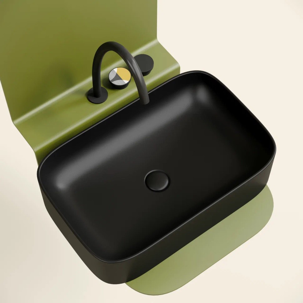 Умывальник чаша накладная прямоугольная (цвет Черный Матовый) Element 605x380x122мм