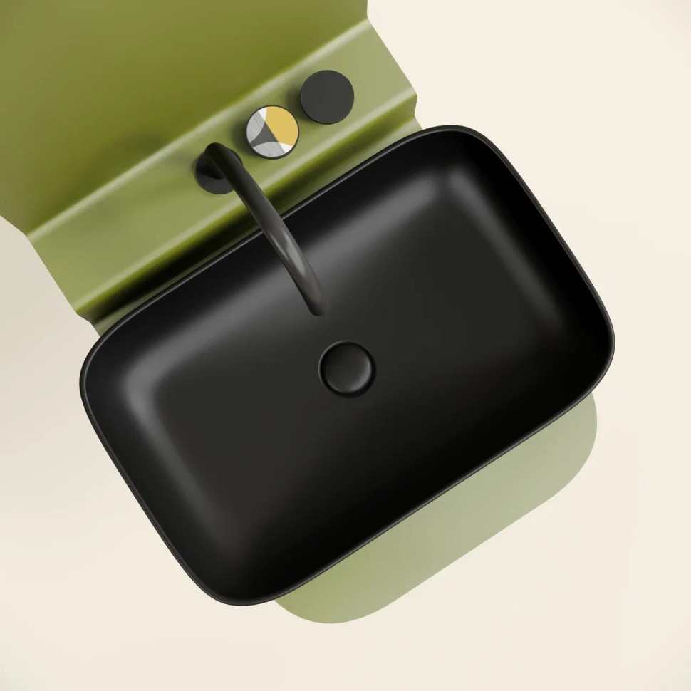 Умывальник чаша накладная прямоугольная (цвет Черный Матовый) Element 605x380x122мм