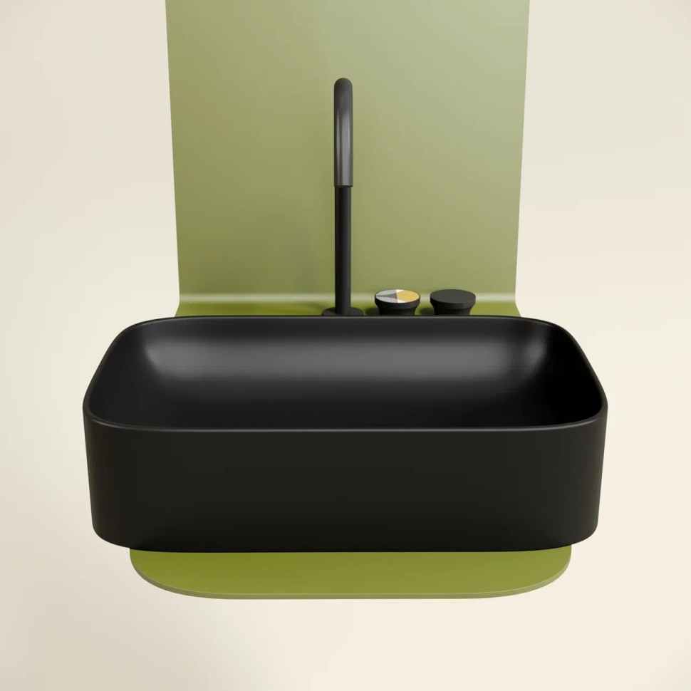 Умывальник чаша накладная прямоугольная (цвет Черный Матовый) Element 605x380x122мм