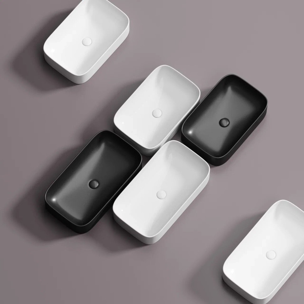 Умывальник чаша накладная прямоугольная (цвет Черный Матовый) Element 605x380x122мм