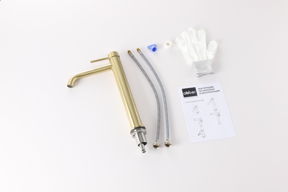 Смеситель ABBER Wasser Kreis 316 AF8111BG-L для накладной раковины, брашированное светлое золото