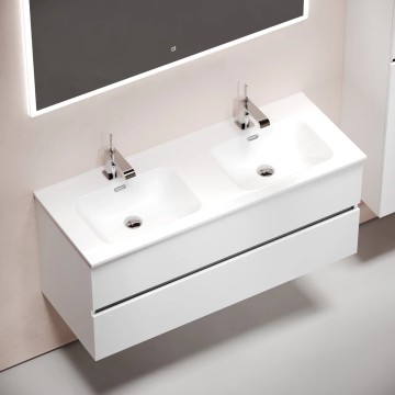 Тумба подвесная SANCOS Urban 1190х450х550, c двумя ящиками оснащенными доводчиками, белый глянец , арт. UR120-2W