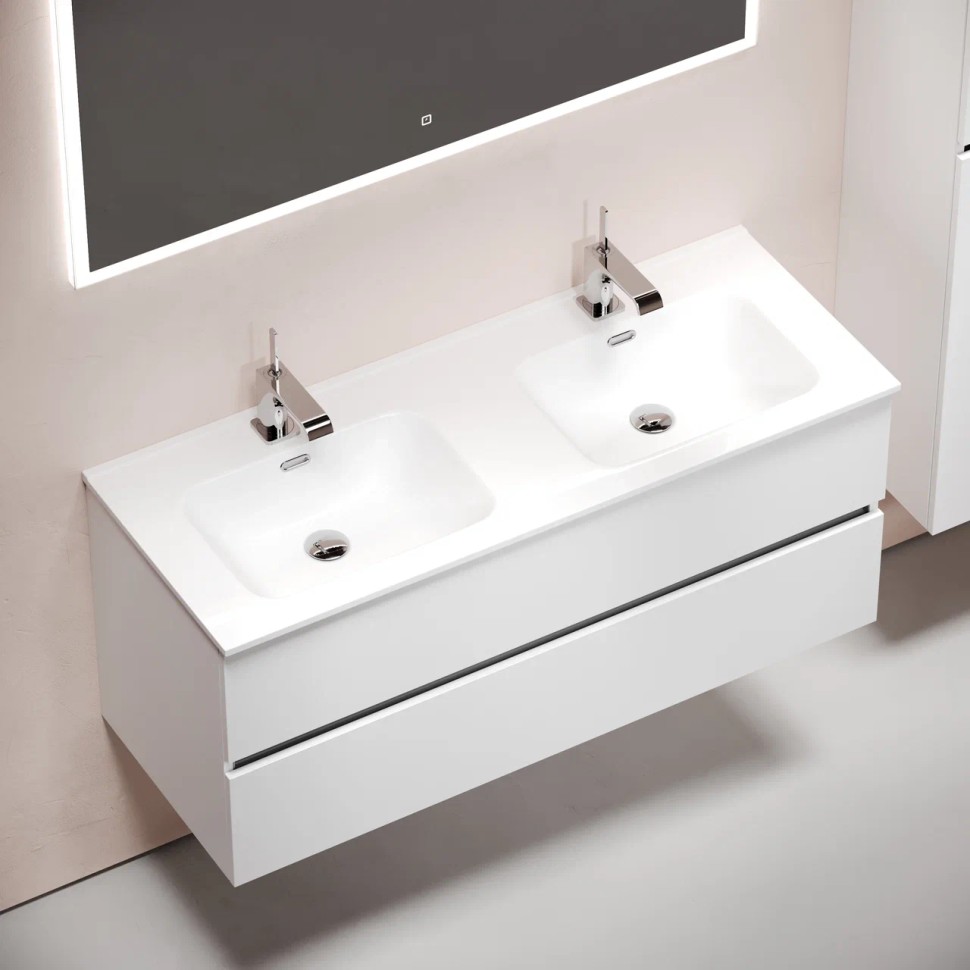 Тумба подвесная SANCOS Urban 1190х450х550, c двумя ящиками оснащенными доводчиками, белый глянец , арт. UR120-2W