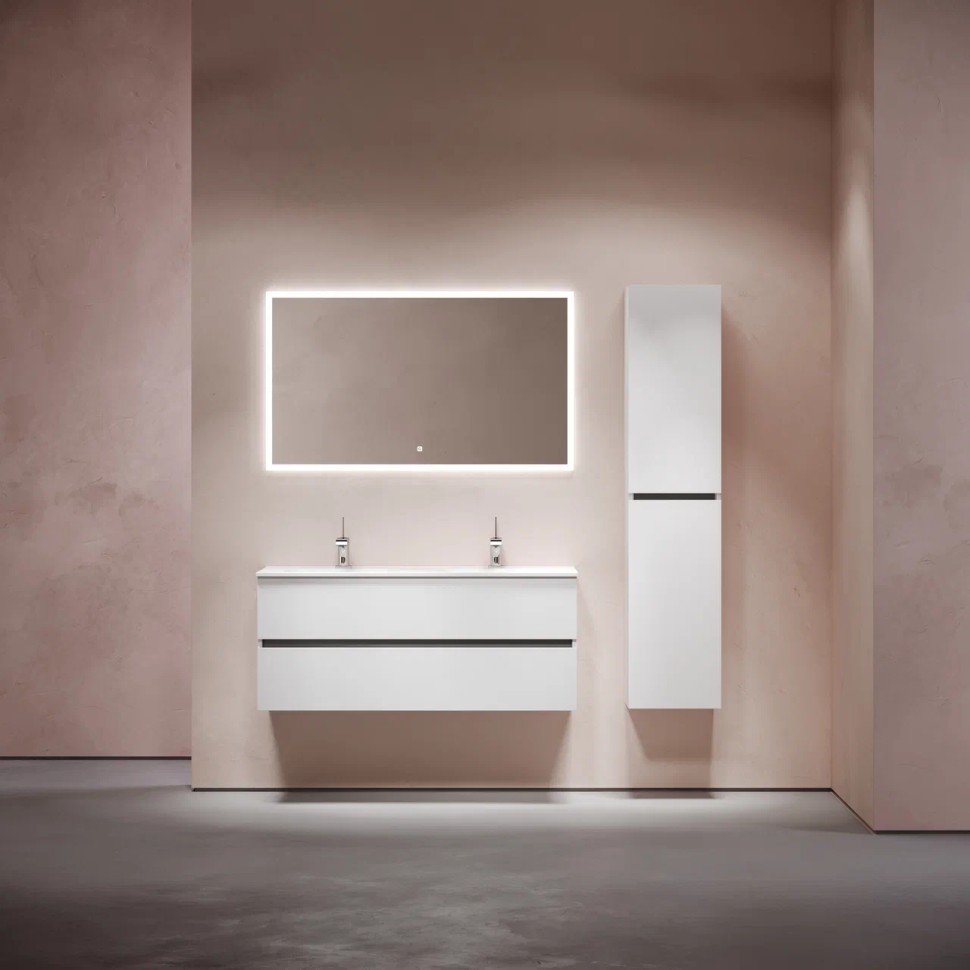 Тумба подвесная SANCOS Urban 1190х450х550, c двумя ящиками оснащенными доводчиками, белый глянец , арт. UR120-2W