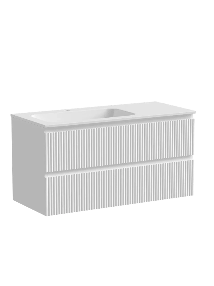 Тумба подвесная SANCOS Snob R левая 995х445х500, c двумя ящиками оснащенными доводчиками, Bianco , арт.SNR100LW