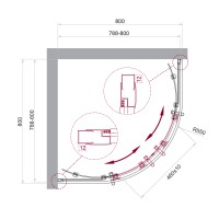 Душевой уголок BelBagno UNO-195-R-2-80-C-Cr