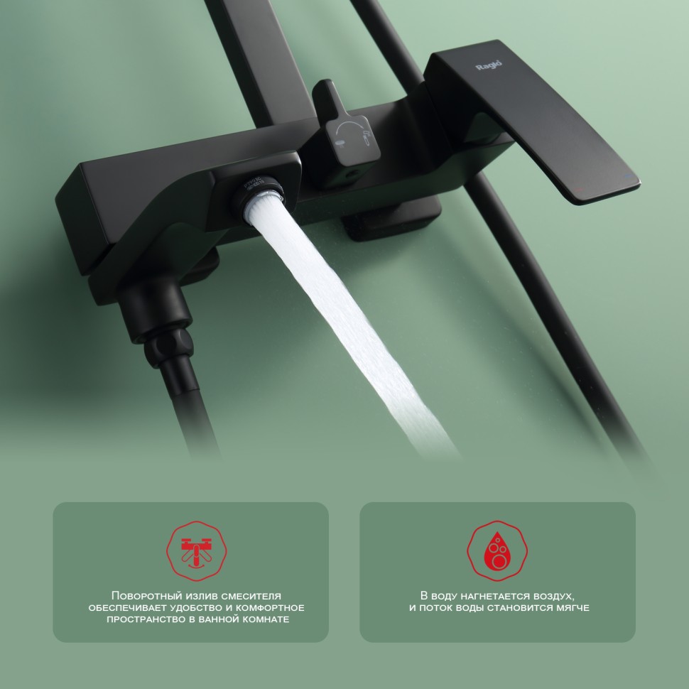 Душевая система Raglo для ванны и душа черный