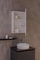 AQM9201 600х800 Зеркальный шкаф с посветкой и подогревом универсальный монтаж