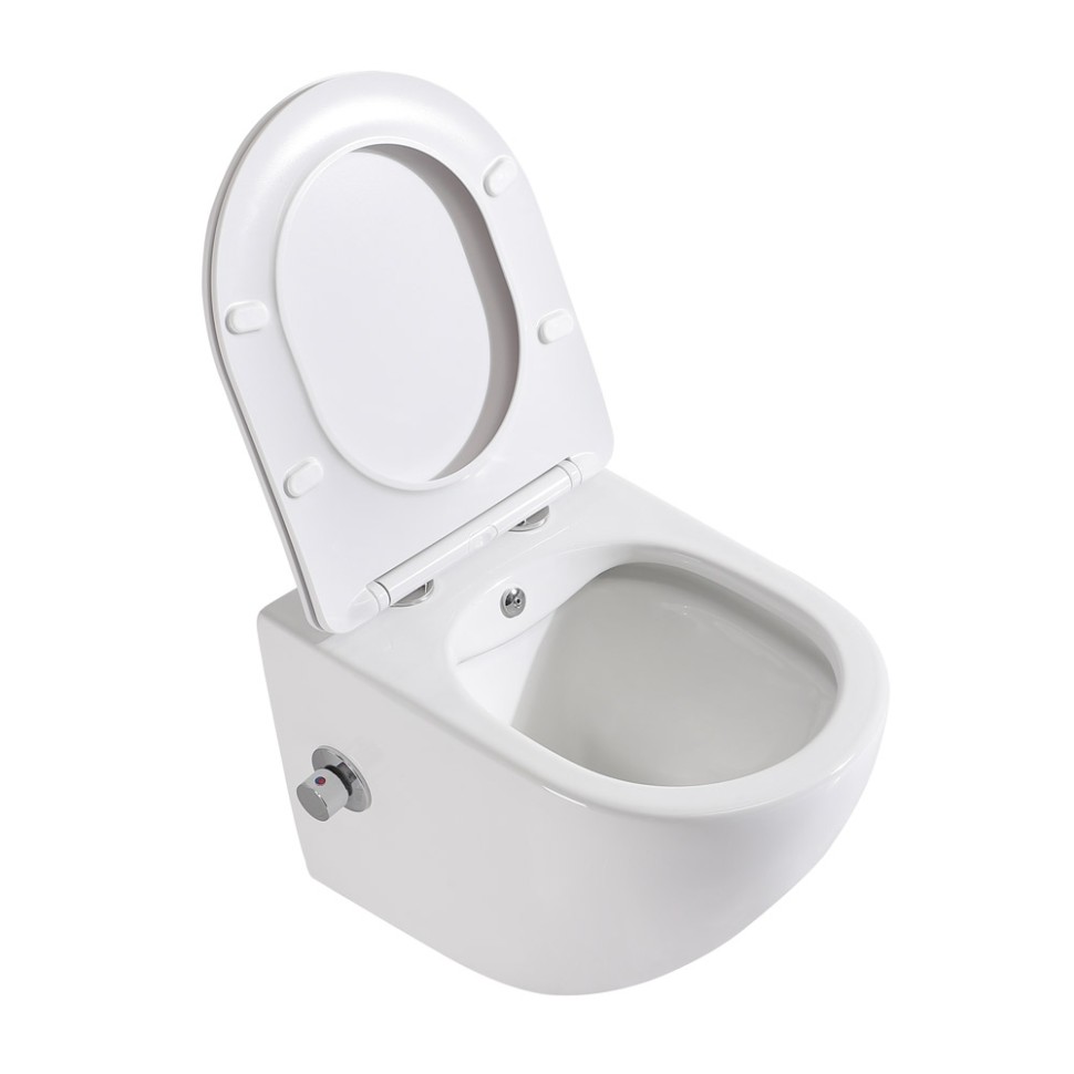 Унитаз подвесной с сиденьем, функцией биде и смесителем BelBagno UNO BB3105CHR-BS/SC