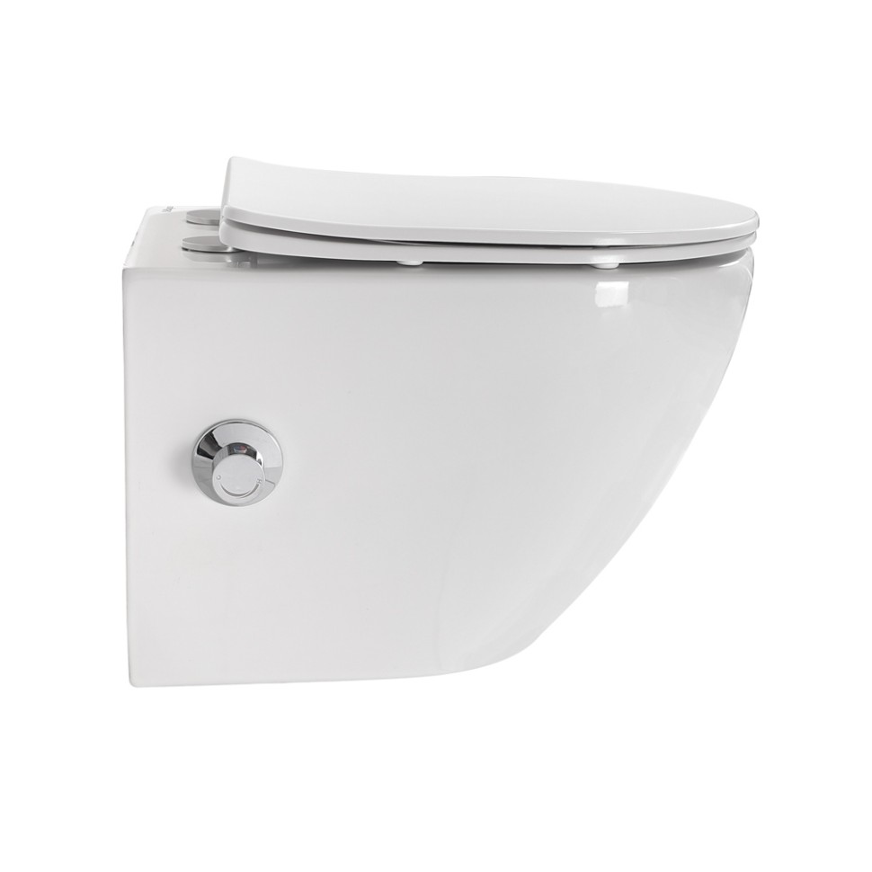 Унитаз подвесной с сиденьем, функцией биде и смесителем BelBagno UNO BB3105CHR-BS/SC