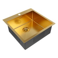 Мойка нерж. сталь KRONER 51, PM215151-BG, брашированное золото, 510х510мм, Paulmark
