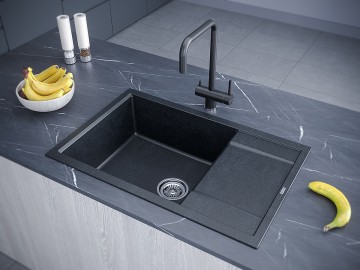 Мойка FLUGEN 60, IT-GRANIT, PM317850-BLM, черный металлик, 780х500 мм, Paulmark