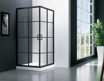 Душевой угол Veconi Rovigo RV-09,900x900x1950, черный, стекло прозрачное