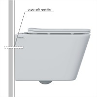 Унитаз BERGES подвесной FLOE S Rimless 51 см, сиденье дюропласт Floe S Slim SO, микролифт, быстросъём