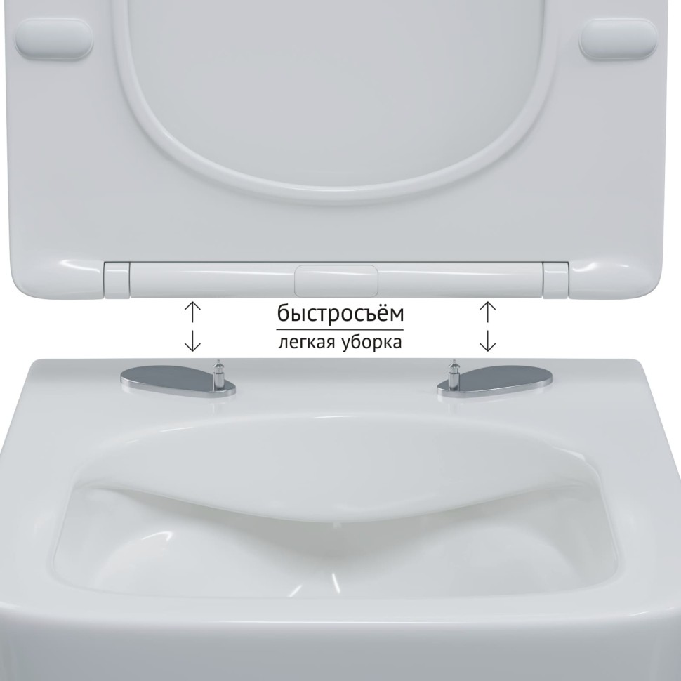 Унитаз BERGES подвесной FLOE S Rimless 51 см, сиденье дюропласт Floe S Slim SO, микролифт, быстросъём