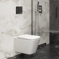 Унитаз BERGES подвесной FLOE S Rimless 51 см, сиденье дюропласт Floe S Slim SO, микролифт, быстросъём