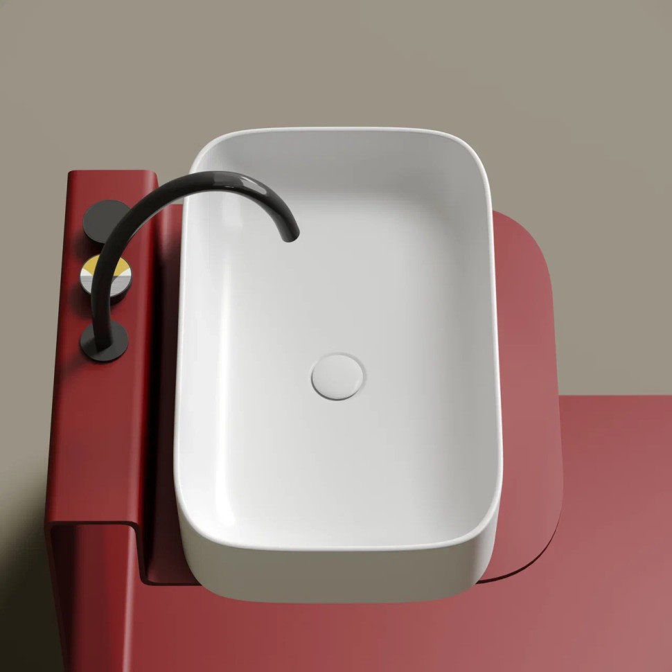 Умывальник чаша накладная прямоугольная (цвет Белый Матовый) Element 605x380x150мм