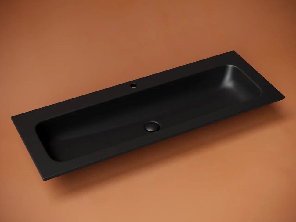 Раковина накладная мебельная Grace прямоугольная, c одним отверстием под смеситель 1210x457x137 мм, цвет черный матовый, арт. CN7017MB