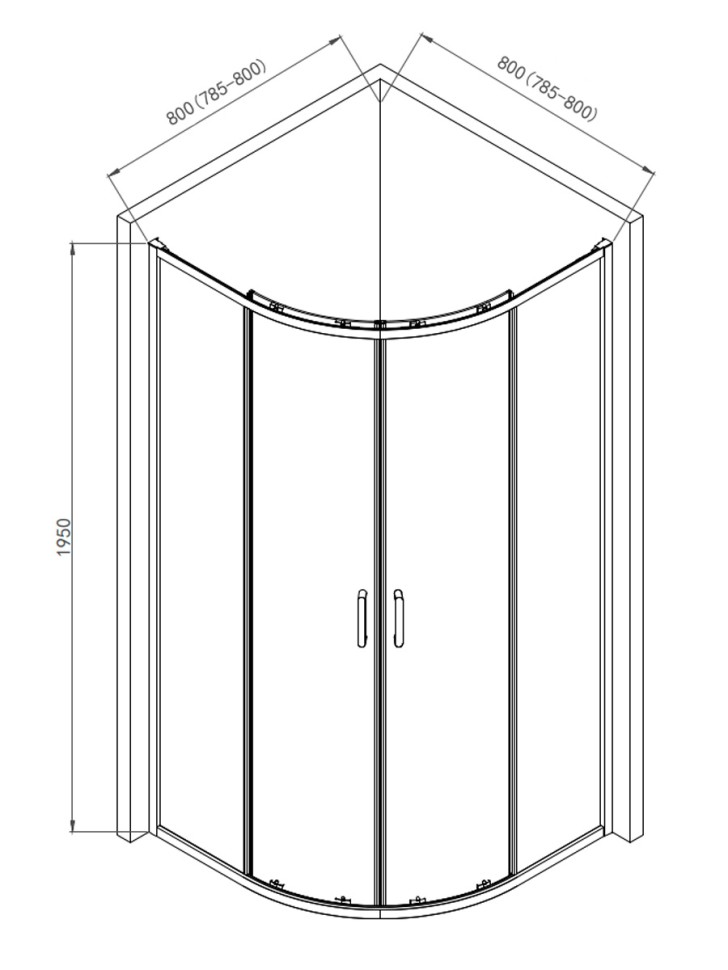 Душевой уголок 800*800*1950мм., стекло 6мм, цвет профиля хром.