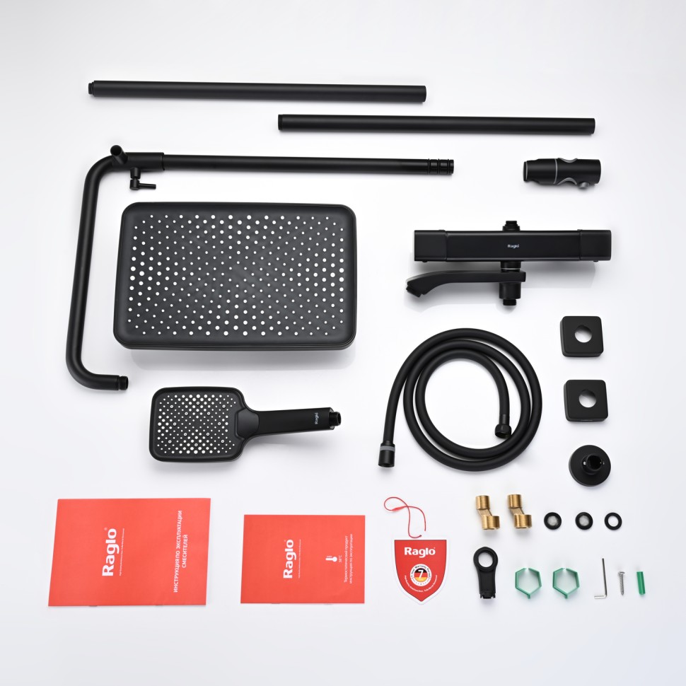 Душевая система Raglo с термостатом для ванны черный