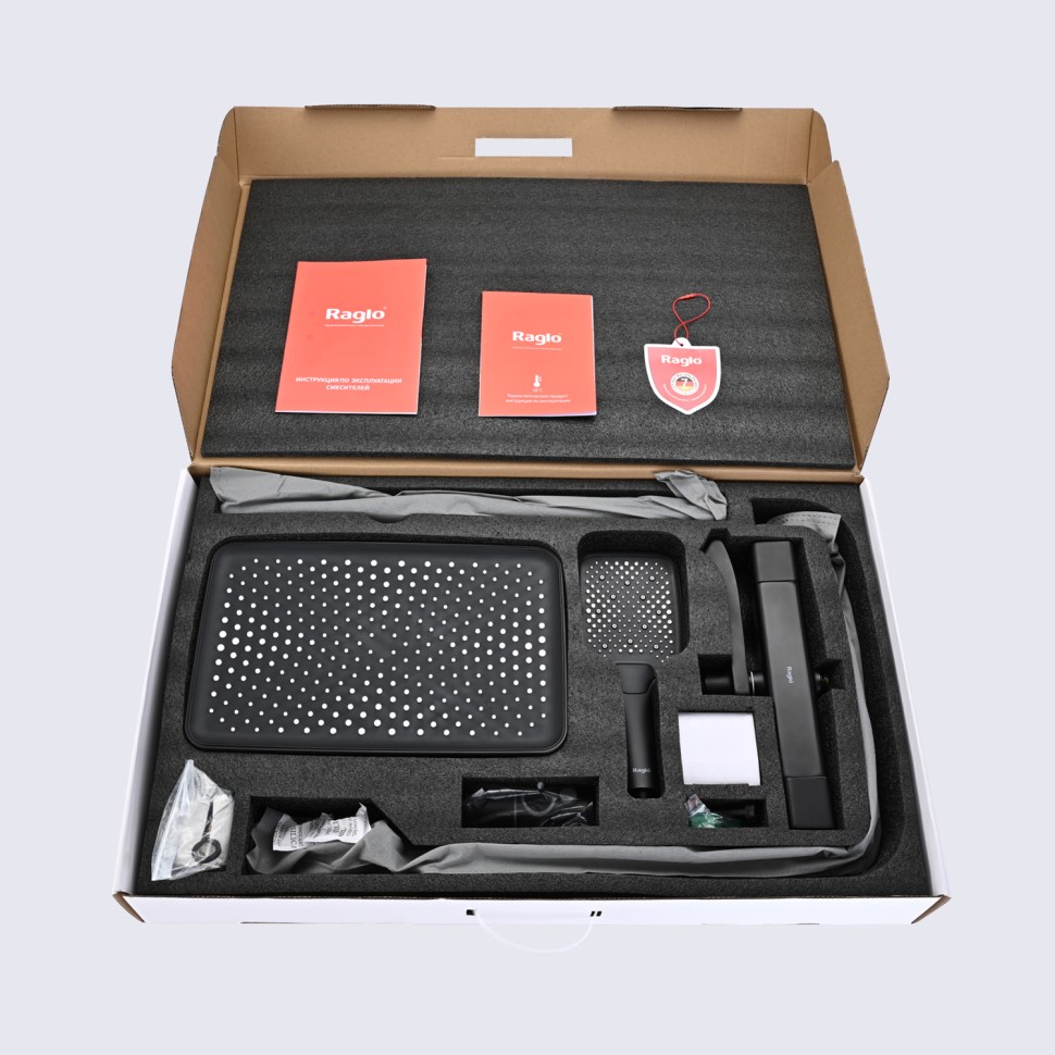 Душевая система Raglo с термостатом для ванны черный