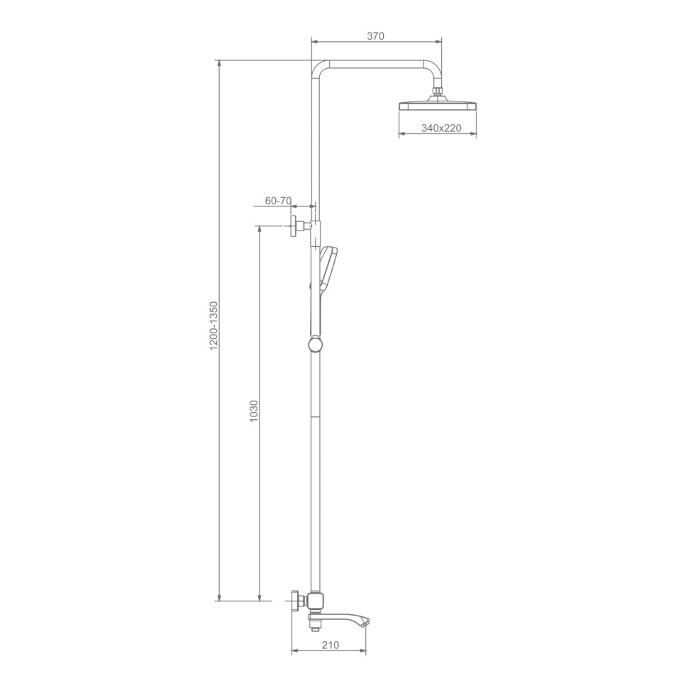 Душевая система Raglo с термостатом для ванны черный