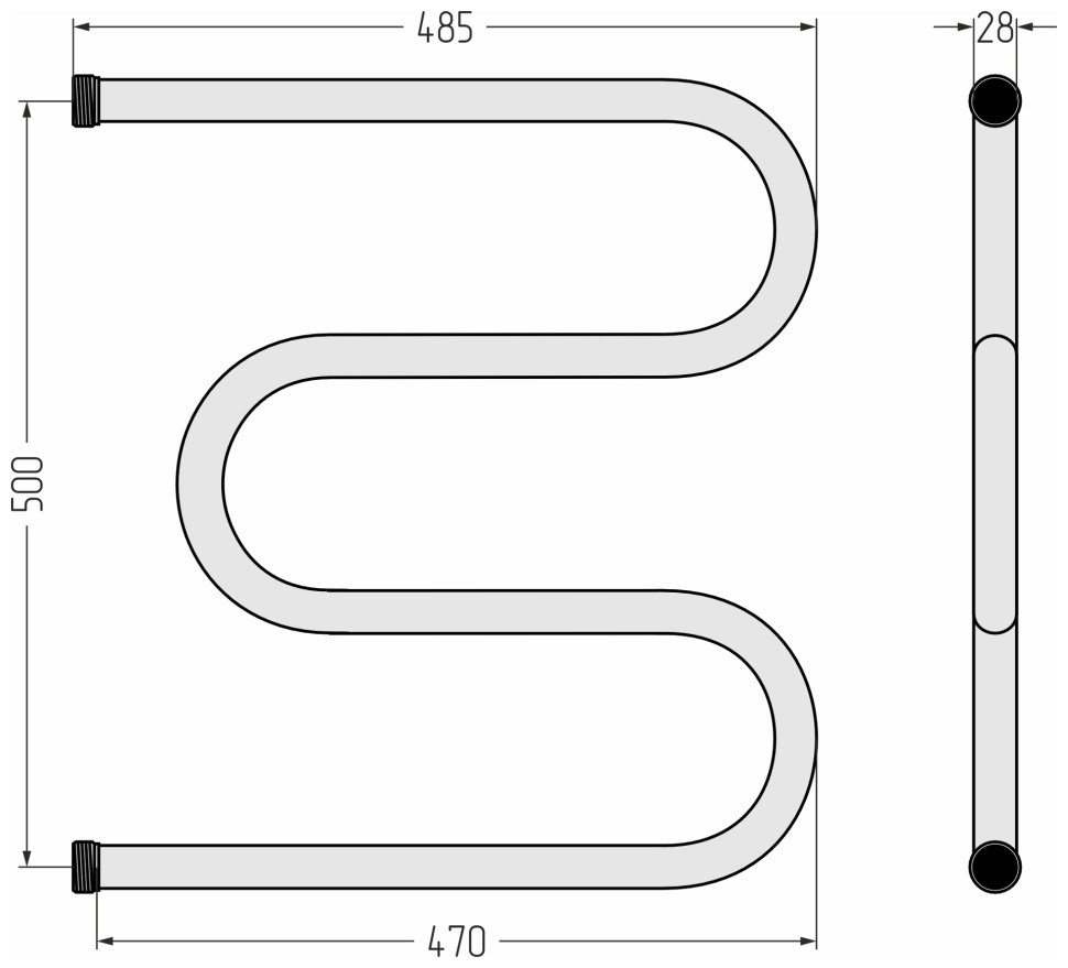 М-образный 500х500 резьба-сгон 1"