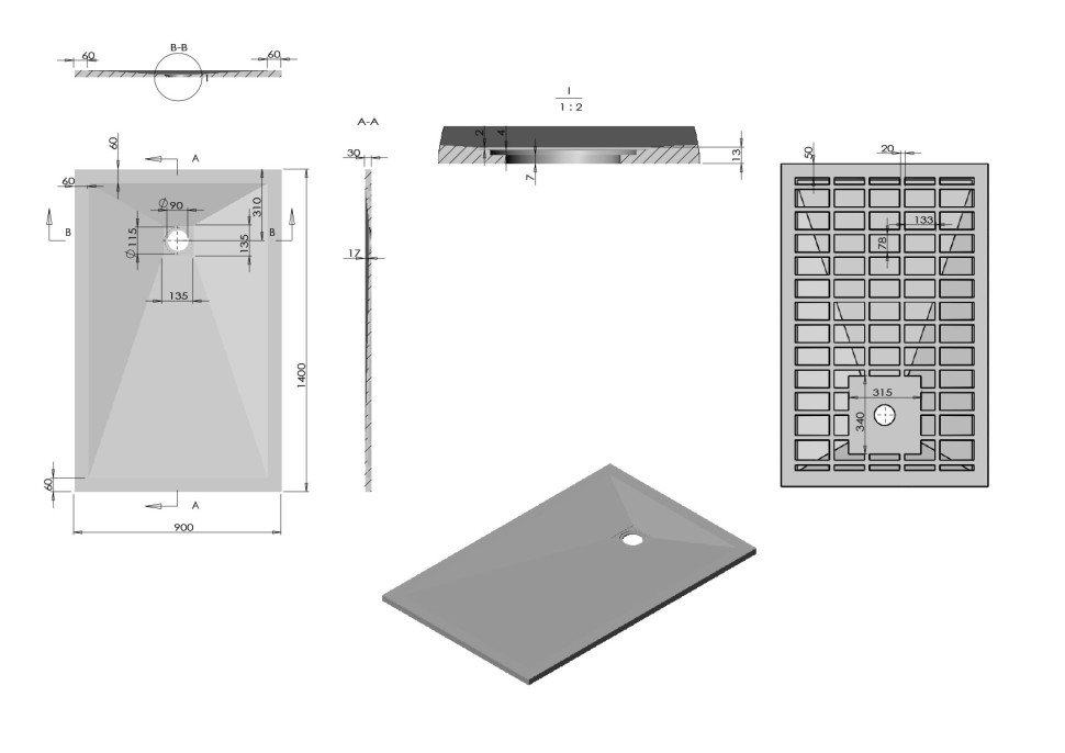 Поддон для душа из искусственного камня VST-4SR9014W, 1400* 900*30, белый матовый