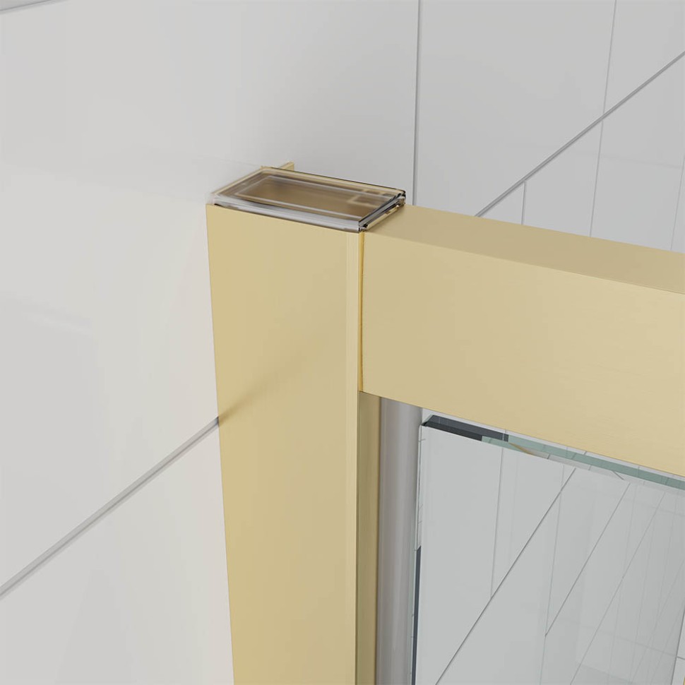 Душевая дверь Veconi Ottimo P30 G, 700x1900, золото брашинг, стекло прозрачное