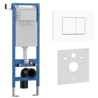 Комплект 2в1 IBERICA BLANCA инсталляция SILENCIO MINI, кнопка смыва INOX-C белый матовый (IB.001M.111)