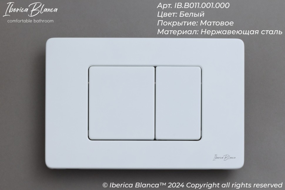Комплект 2в1 IBERICA BLANCA инсталляция SILENCIO MINI, кнопка смыва INOX-C белый матовый (IB.001M.111)
