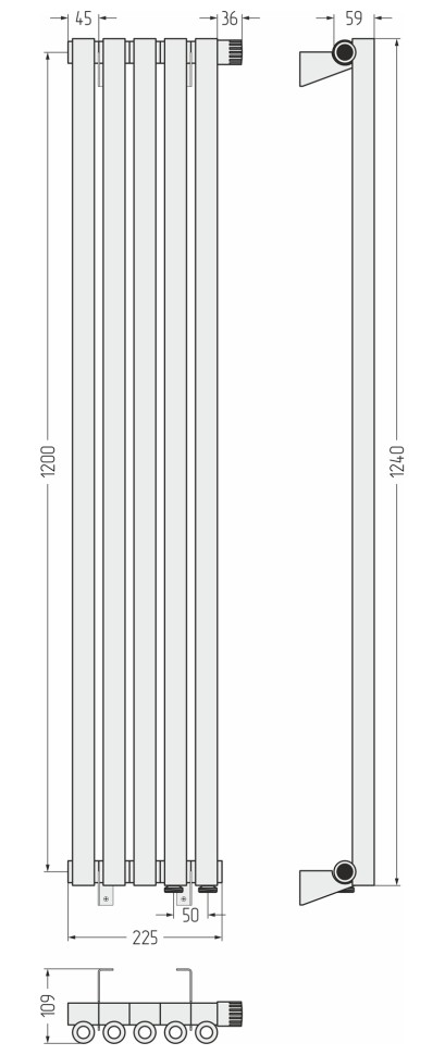 Эстет-0 EU50 правый 1200х225 5 секций