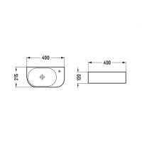 Раковина керамическая Vincea VBS-506R, 400*215*120, подвесная, цвет белый, правая