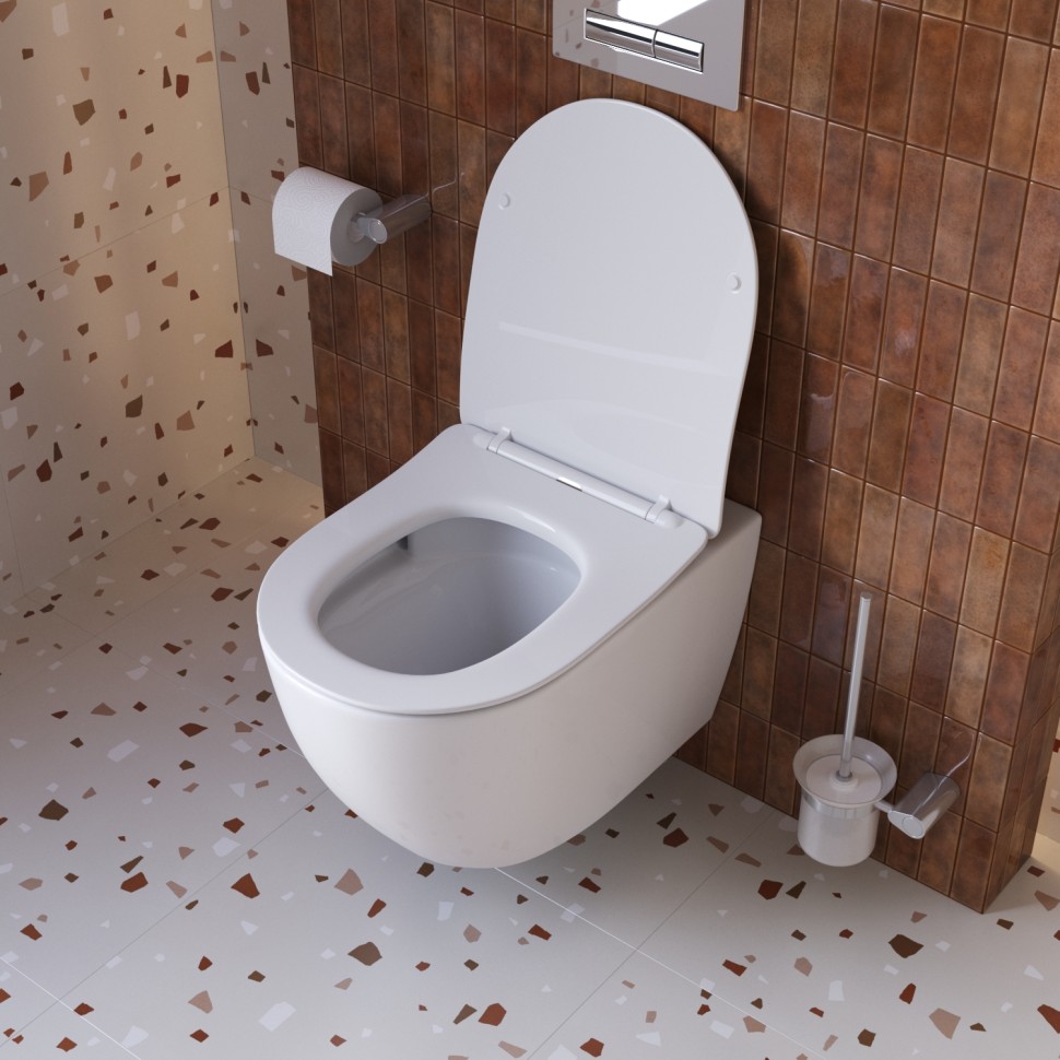 Унитаз подвесной безободковый с сиденьем CEZARES STREAM CZR-2426-TH-TOR/SC