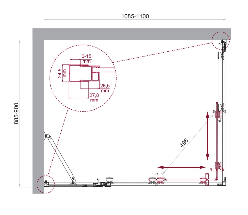 Душевой уголок BelBagno LUCE-AH-21-110/90-C-Cr
