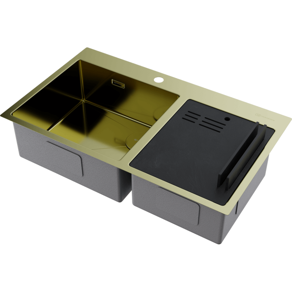 Кухонная мойка Omoikiri Akisame 86-2 Side-LG нерж. сталь/светлое золото