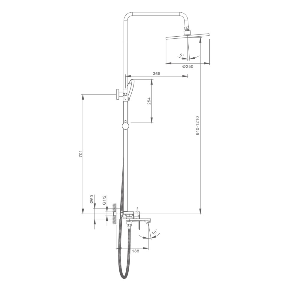 Душевая система Splenka для ванны и душа S05.24 Хром