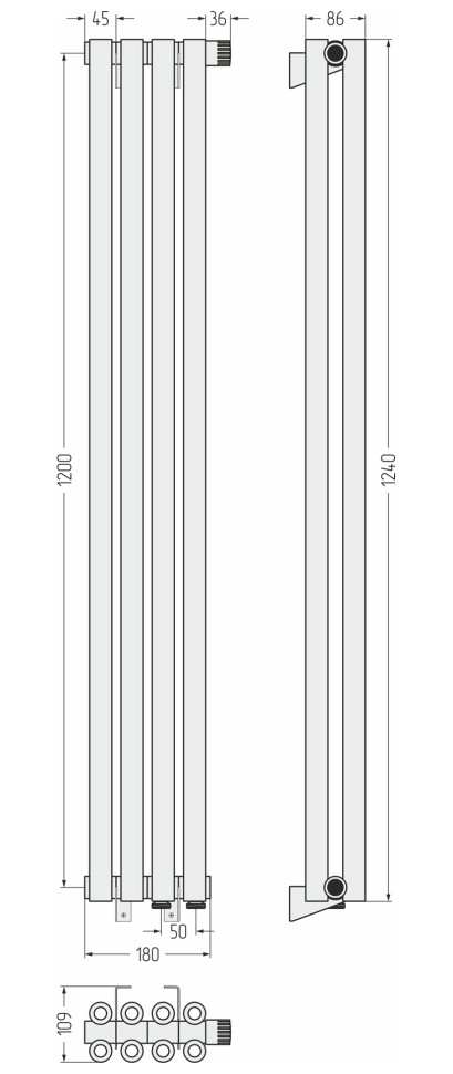 Эстет-00 EU50 1200х180 4 секции