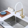 Смеситель Splenka для кухни со съемным гибким изливом, с магнитным фиксатором излива, с подключением фильтра питьевой воды S70.63.03 Золотой сатин