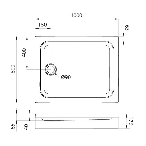 Душевой поддон Niagara Nova NG-100-80QRUS (100х80х17) прямоугольный,белый,1 место